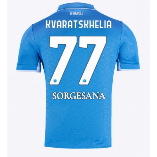 Fotbalové Dres SSC Napoli Khvicha Kvaratskhelia #77 Domácí 2024-25 Krátký Rukáv